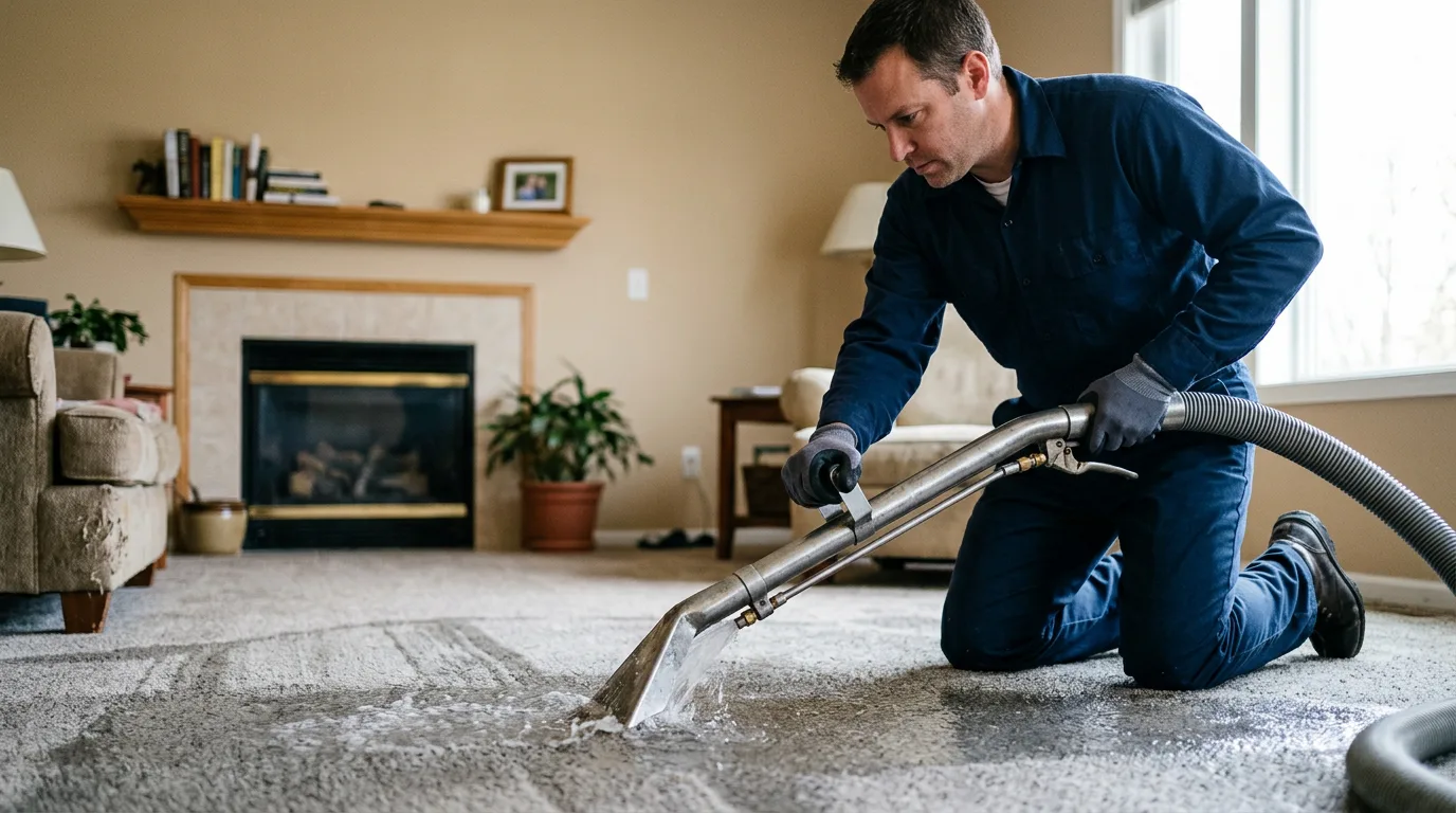 Water damage restoration technician working near New Baltimore, NY